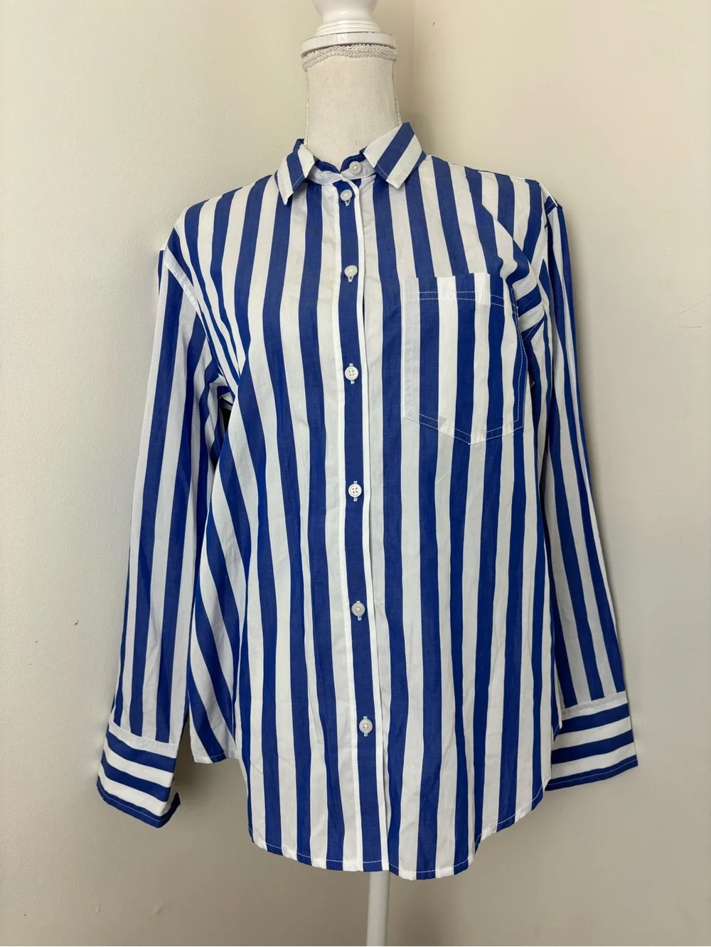 J. Crew Garçon Classic Button Down Blue and White Cotton Poplin Shirt Size 6 NWT